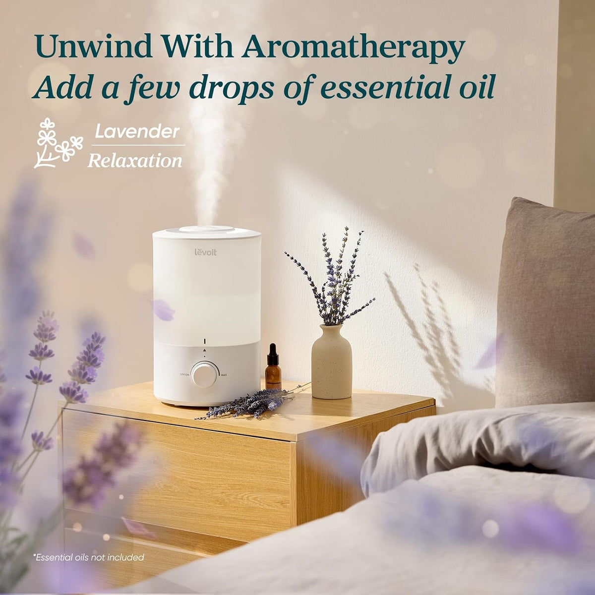 Levoit Top Fill Humidifiers for Bedroom, 2.5L Tank for Large Room, 25dB