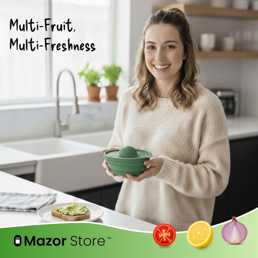 Avocado Saver | Avocado Keeper – Collapsible with Lid, Reusable, and Keeps Food Fresh - Multi-Use Fruit and Vegetables Saver, XL Half-Cut Container Storage for Fridge