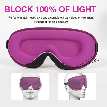 LYSIAN 3D Blackout Sleep Mask for Side Sleepers, 5 Pairs Ear Plugs, Black