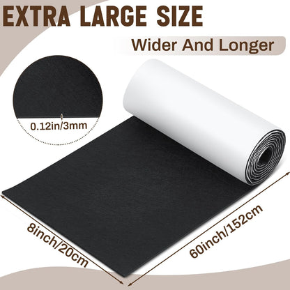 Fullhawl Large Felt Furniture Pads 8 x 60 Inch Non Slip Self Adhesive Heavy Duty Cuttable Strip Roll Felt Sheet Tape for Protecting Hardwood Floors Chair Wall, White