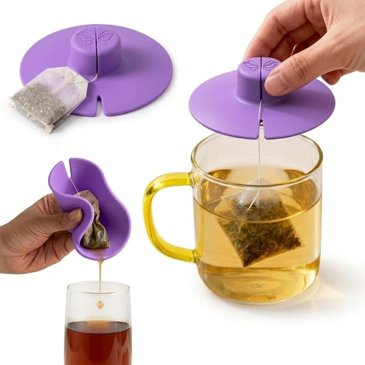 Silicone Tea Bag Holder for Mug to Prevent String Slipping, Light Green Tea Bag Squeezer Cover Lid, Reusable Teacup Steeping Accessory