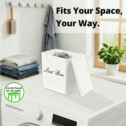 Artilife Magnetic Dryer Lint Bin with Lid, 6 x 5 in White ABS Plastic | Compact 1.8L dryer lint holder mounts to metal appliances without tools; fitted lid hides lint and sheets for laundry room