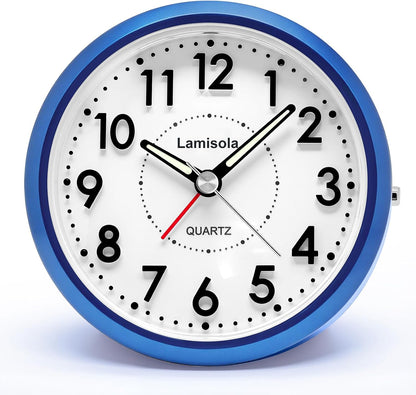 Lamisola 4 Inch Alarm Clock for Bedrooms, Small Analog Desk Clock, Black