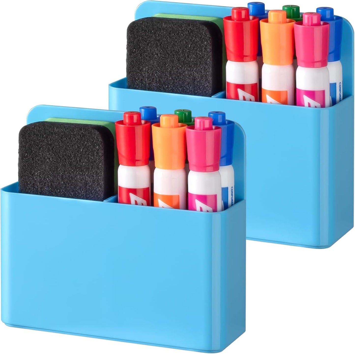 BEYGORM Plastic Magnetic Pen Holder, Powerful Magnet, 2 Pack | Classroom Must Haves, Dry Erase Marker Holder for Whiteboard, School Locker Organizer, Pencil Cup for Refrigerator(Black)
