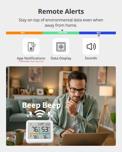 SwitchBot Meter Pro, Digital Hygrometer & Thermometer - Wireless Indoor Temperature & Humidity Monitor with Bluetooth App Control, Real-Time Alerts (1, Meter Pro)