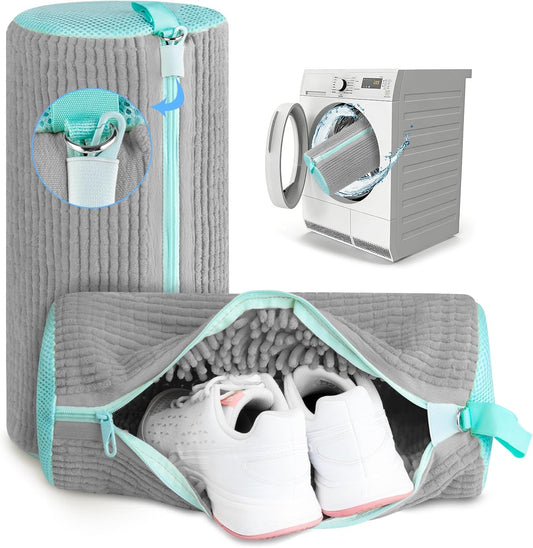 Shoe Washing Machine Bag, 2 PC Reusable XXL Shoes Laundry Bag for sneakers | Wash bags for washer and dryer, with concealed heavy-duty zipper to protects shoes & machine, Cleaning bag for tennis shoe