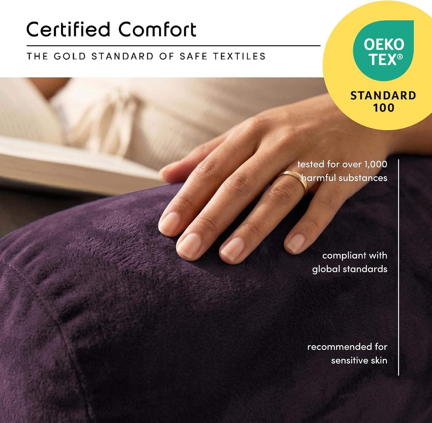 Nestl Reading Pillow with Shredded Memory Foam, Designed for Sitting Up in Bed and Couch, Back and Arms Adjustable Support for Adult & Teens Backrest Pillows for Reading, with Washable Cover Dark Grey