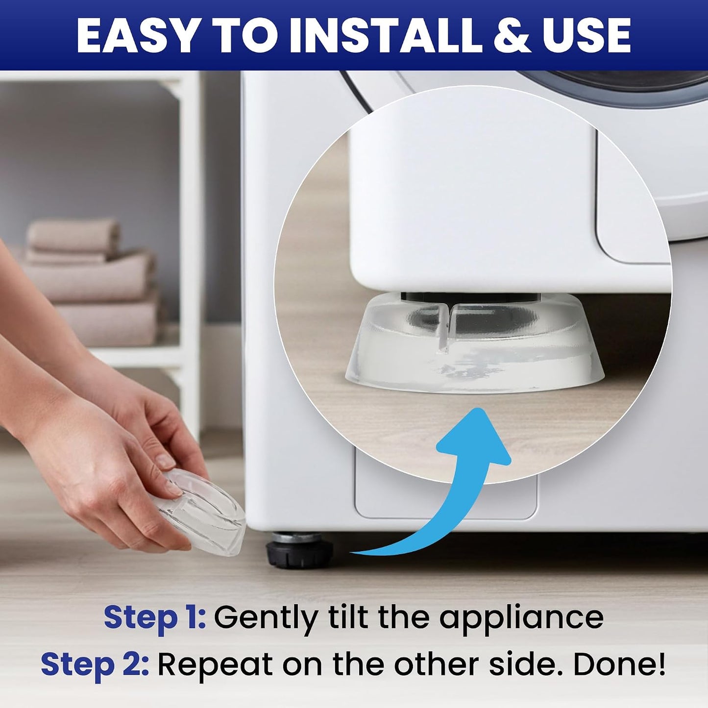 Anti Vibration Pads for Washing Machine – 4 Pack Silicone Washer Anti Vibration Pads Stabilizer Feet, Fits Round Feet up to 1.65”, Shock & Noise Reduction Washing Machine Pads