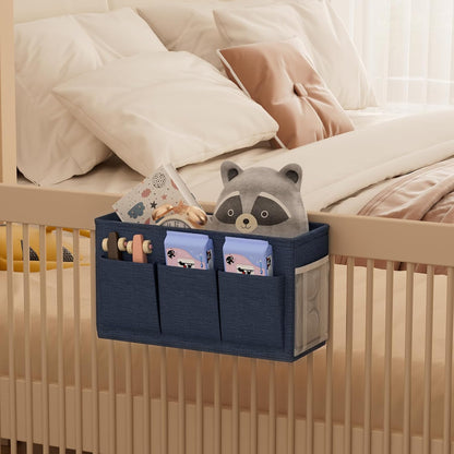 Bedside Caddy Bedside Storage Hanging Organizer for Bunk Dorm Bed Rail | Bed Caddy with Hooks, Top Bunks and Dorm Essentials for Water, Tissues, Tablets, Books, Phones, Remotes and Other Necessories