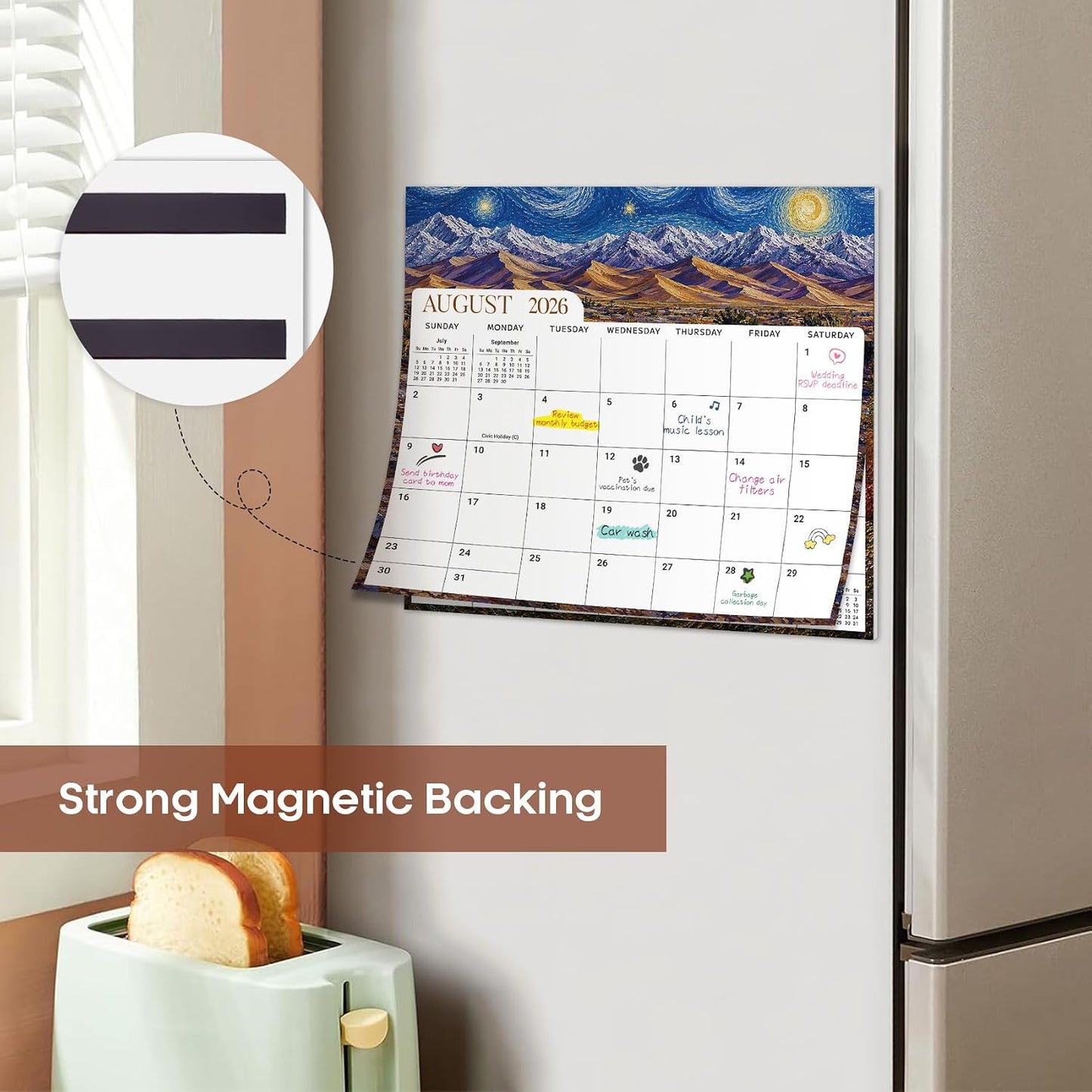 2026-2027 Magnetic Calendar for Refrigerator, Apr 2026-Dec 2027 | 21-Month Fridge Calendar 2026-2027 for Home Planning, Scheduling and Easy Organization, Greenery