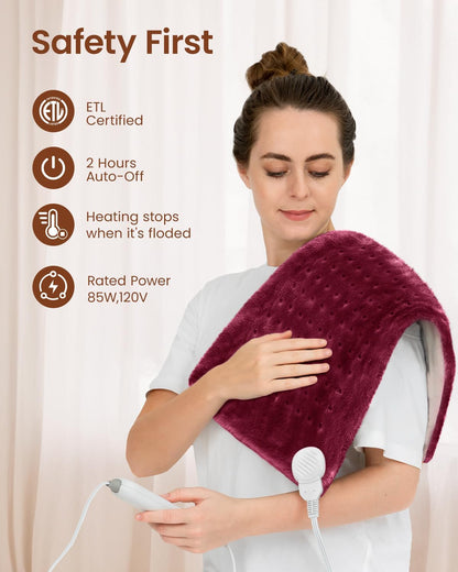 RENPHO Electric Heating Pad for Back with 10 Heat Levels, FSA Eligible HSA | Fit for Neck, Shoulder, Knee, Arm & Leg, Birthday Gift for Women, Men, Mom & Dad, HSA Approved, ETL Certified, 12 x 24", Gray