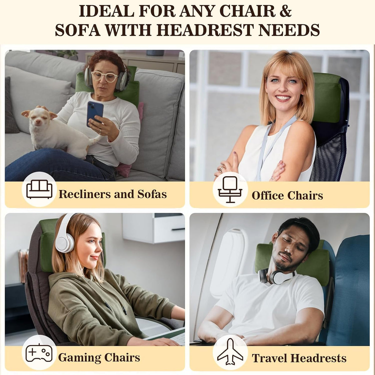 Recliner Headrest Pillow, Adjustable Comfort Neck & Head Support Pillow