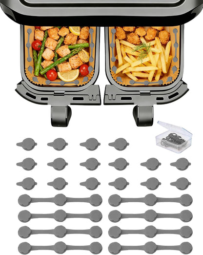 12PCS Air Fryer Liner Magnets with Silicone Clips (Red) | Heat-Resistant Silicone Air Fryer Magnet Holders Secure Parchment Paper Liners Firmly to Prevent Folding & Burning