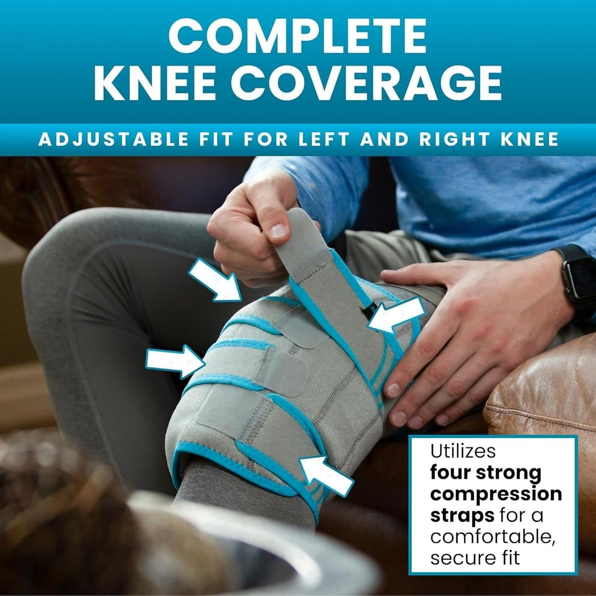 Vive Knee Ice Pack Wrap - Cold/Hot Gel Compression Brace for Pain Relief