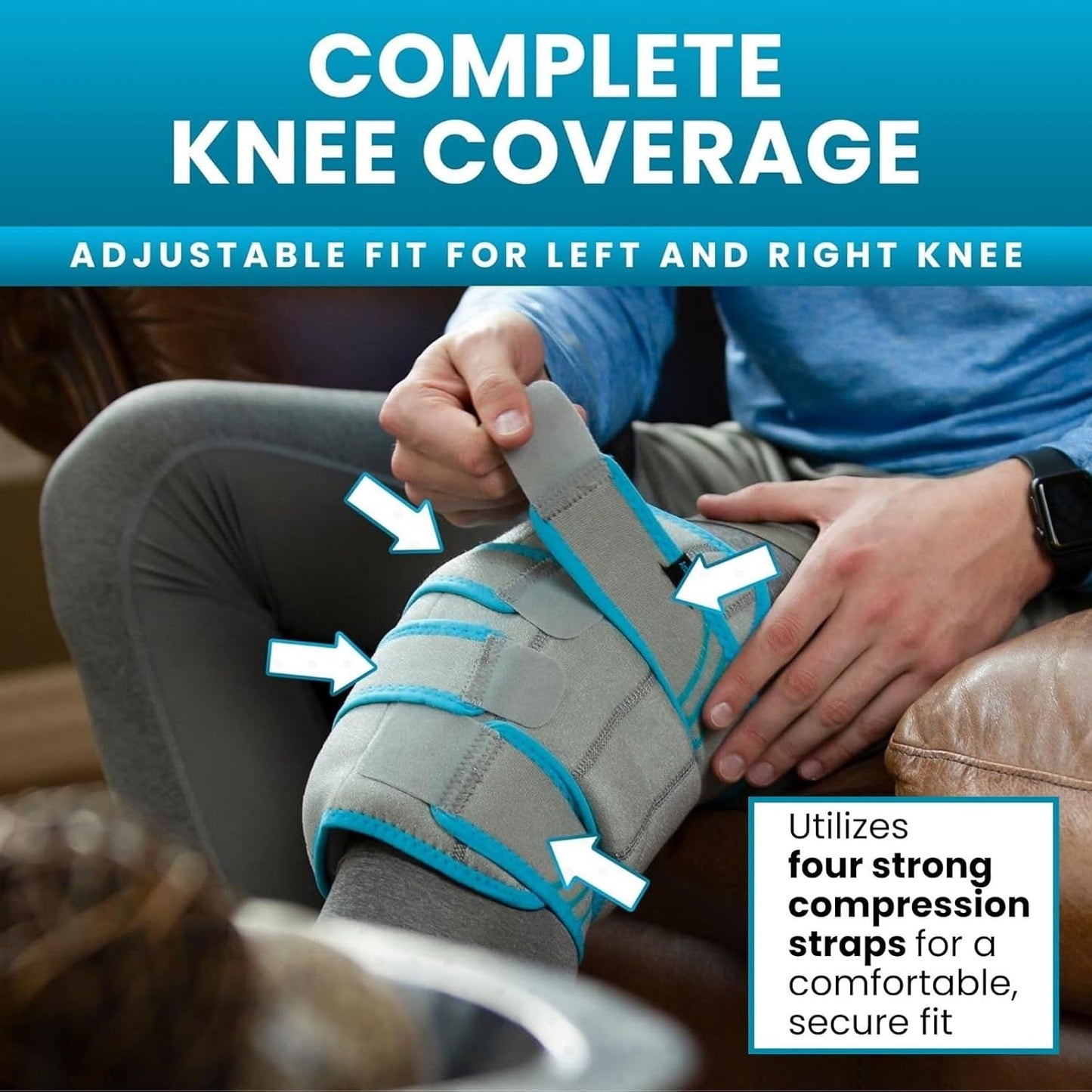 Vive Knee Ice Pack Wrap - Cold/Hot Gel Compression Brace for Pain Relief | Strap for Arthritis Pain, Tendonitis, ACL, Athletic Injury, Osteoarthritis, Women, Men, Running, Meniscus, Patella, Surgery