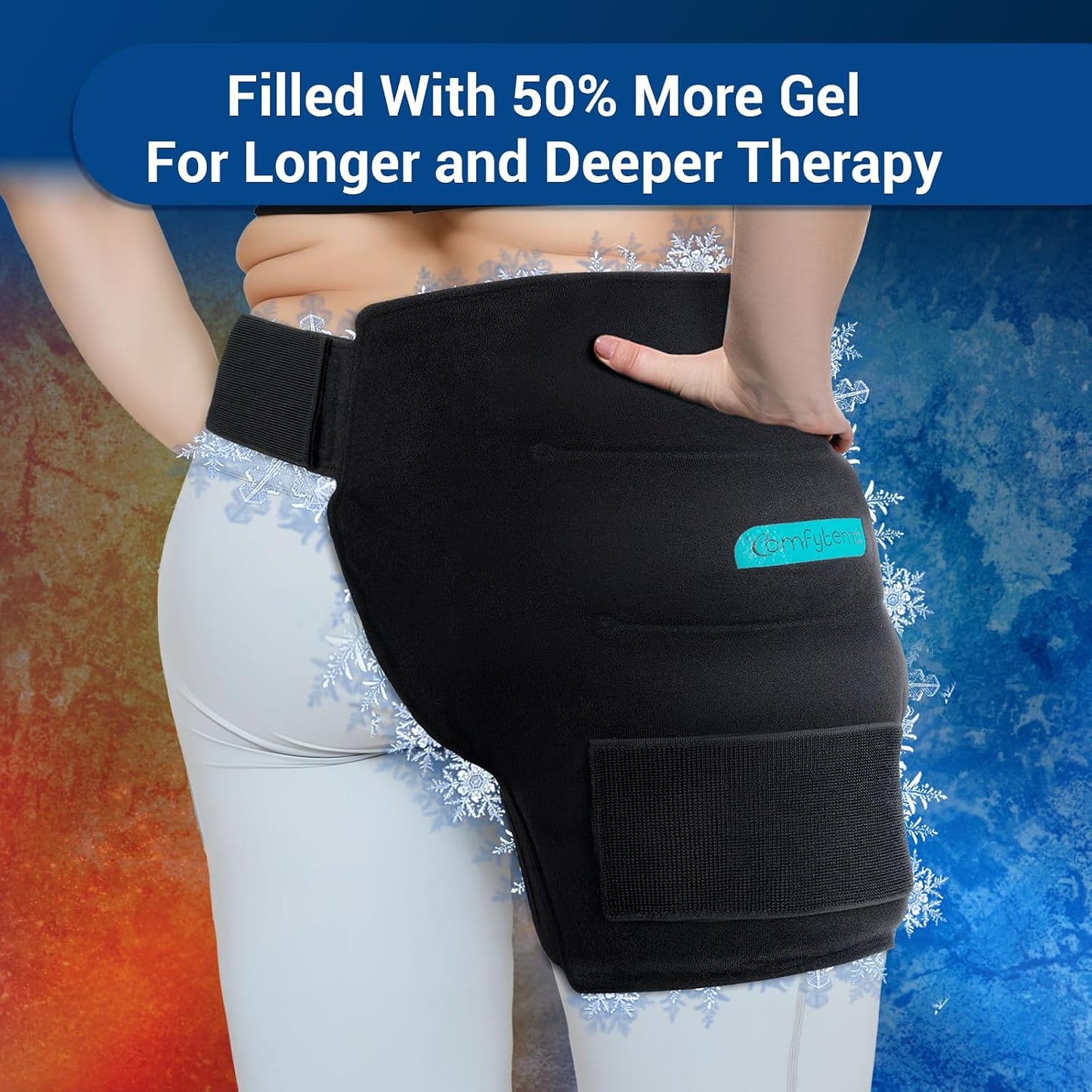 Comfytemp Hip Ice Pack Wrap for Sciatica Pain Relief, Hip Replacement Kit After Surgery, Reusable Gel Ice Pack for Injuries, Hot Cold Compress Recovery Items, Fathers Day Dad Gifts for Men, Blue (S/M)