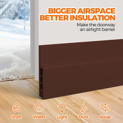 Holikme Door Draft Stopper 41inch Weather Stripping Door Seal Sweep | Under Door Draft Insulator Strong Adhesive Silicone Garage Window Strip Blocker Cold Air & Noise, Easy Install Save Energy