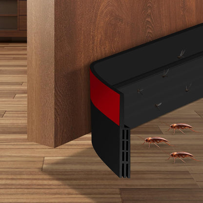 Ainiv Door Draft Stopper Under Door Seal, 2" W x 39" Cutable Soundproof Door Seal, Adhesive Under Door Sweep Weather Stripping Soundproof Kit, Under Door Draft Stopper Seals Anti-Collision-Black