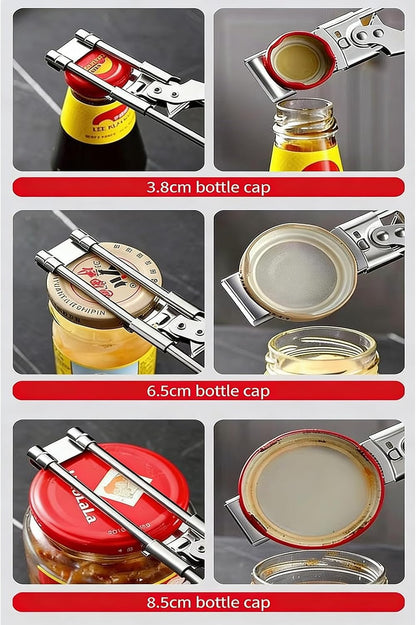 2026 New Upgrade Jar Opener for Weak Hands, Adjustable Stainless Steel can Opener，Multifunctional Can & Bottle Lid Gripper Bottle Opener with Handle, Kitchen Tool for Seniors and Kids (1PCS)