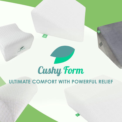 Cushy Form Bolster Pillow for Lumbar and Leg Support - 22.1 x 8.7 x 5.1 Inches Half Moon Memory Foam Cushion for Stomach, Back & Side Sleepers - Roll Pillows for Back and Neck w/Washable Cover