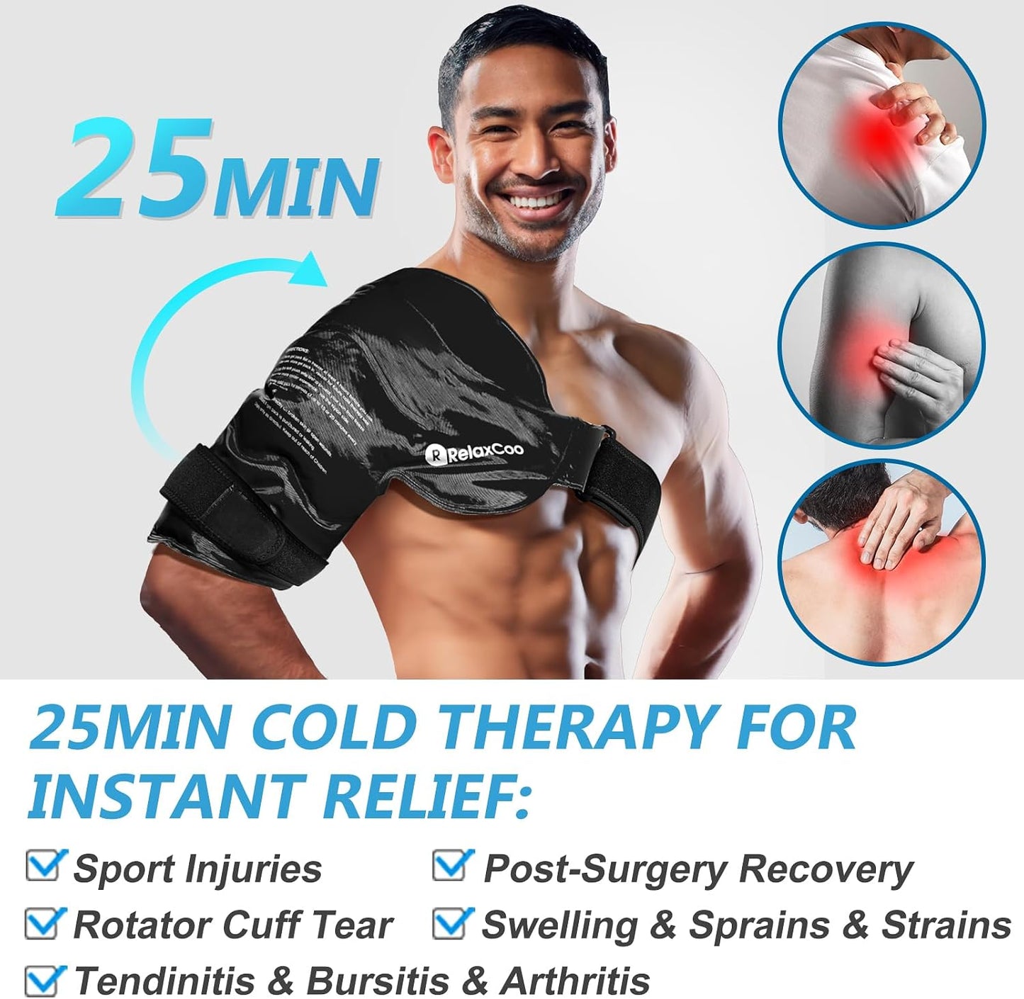 RelaxCoo Ice Pack for Knee Pain Relief, Reusable Gel Ice Wrap for Leg Injuries, Swelling, Knee Replacement Surgery, Cold Compress Therapy for Arthritis, Meniscus Tear and ACL Blue