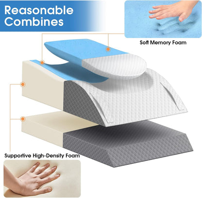 TranquilRelax Leg Elevation Pillows for After Surgery, Wedge Pillow, Grey | Memory Foam, All-around Knee & Ankle Support for Swelling, Height-adjustable, Nop-Slip Bottom, Washable Cover, Single-leg