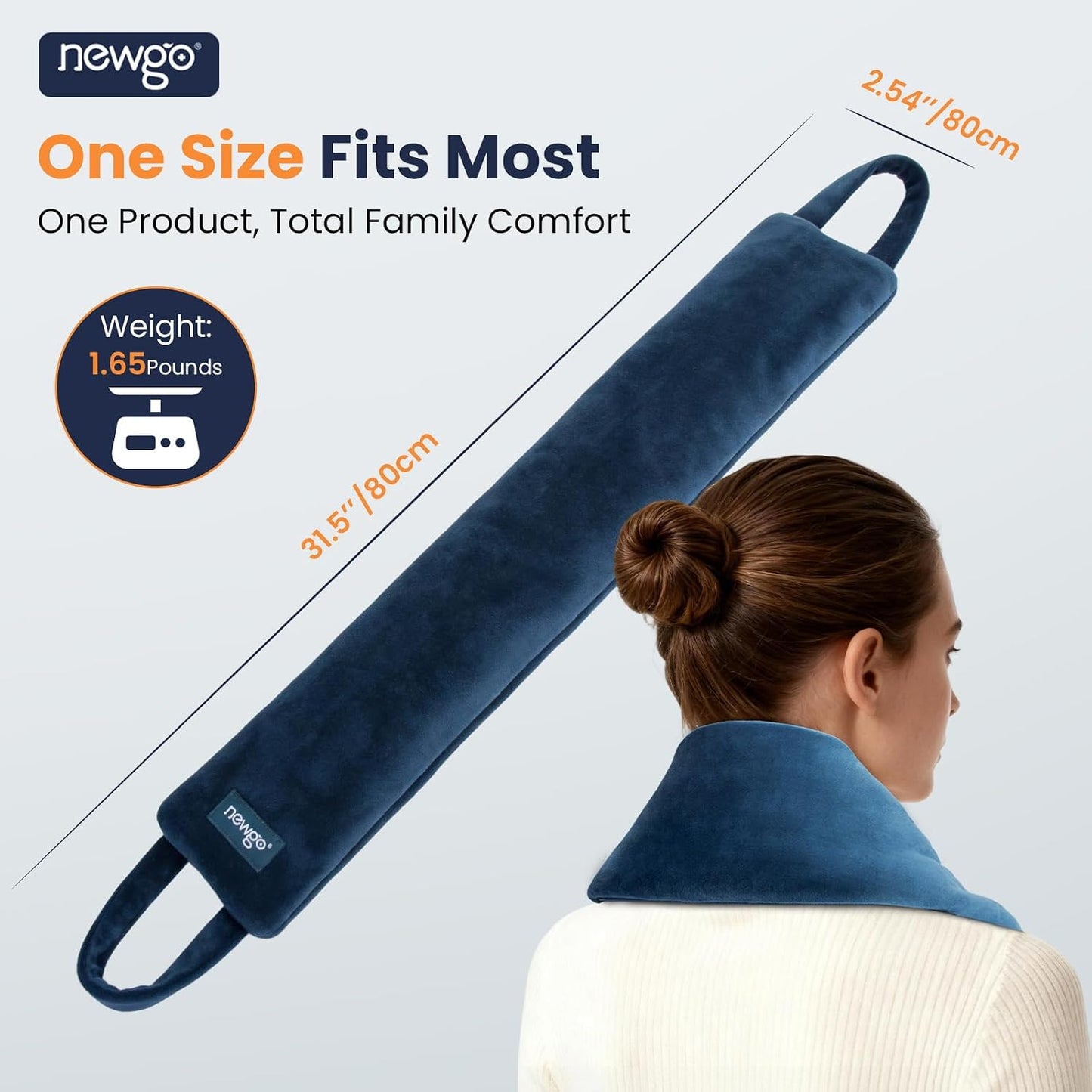 NEWGO Neck Warmer Microwavable - Heating Pad for Neck and Shoulders with Straps - Reusable Moist Heated Pad for Pain Relief- Hot Compress