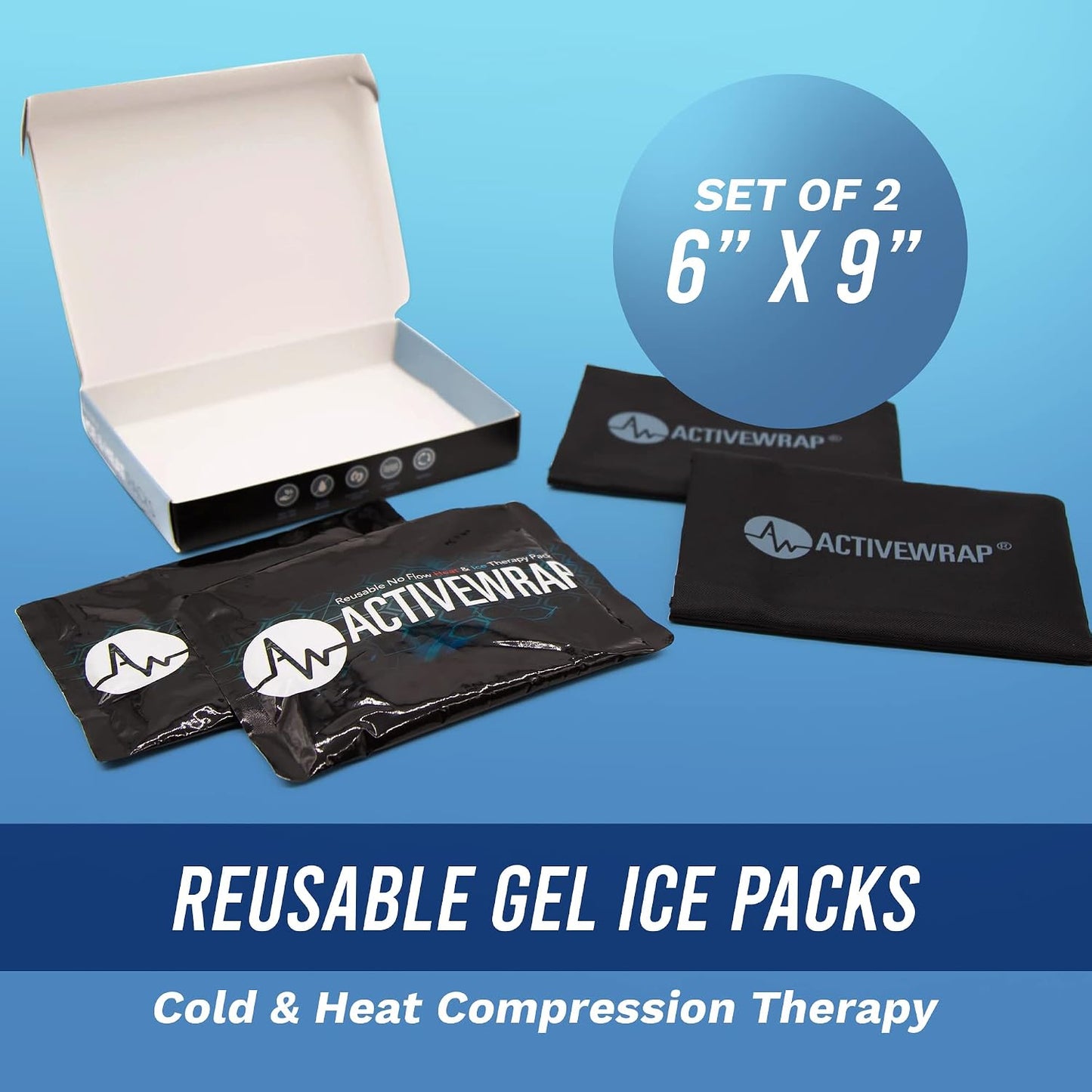 ActiveWrap Ultra Flex Ice & Heat Pack, Large (7" x 10") – Gel Ice Packs Reusable for Knee & Shoulder, Hot & Cold Therapy, Flexible No-Flow Gel, Includes Nylon Protective Pouch (2 Count)