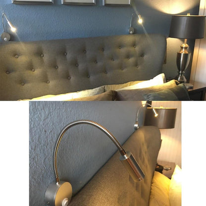 3W Wall Mounted Reading Light Flexible Gooseneck LED Sconce Lamp with Plug & Switch for Bedroom, Office, Workbench, Studio (01 Black Warm)