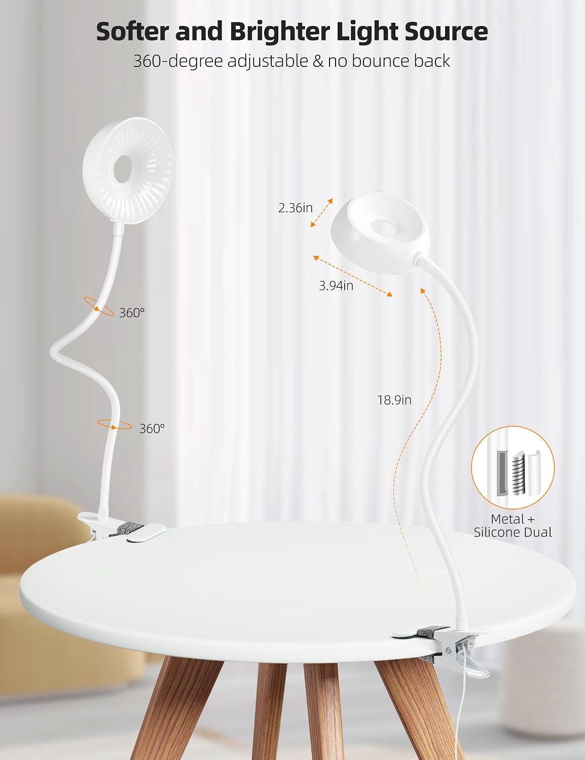 Clip on Light, LED Reading Light for Beds Headboards,5 Color Modes Dimmable
