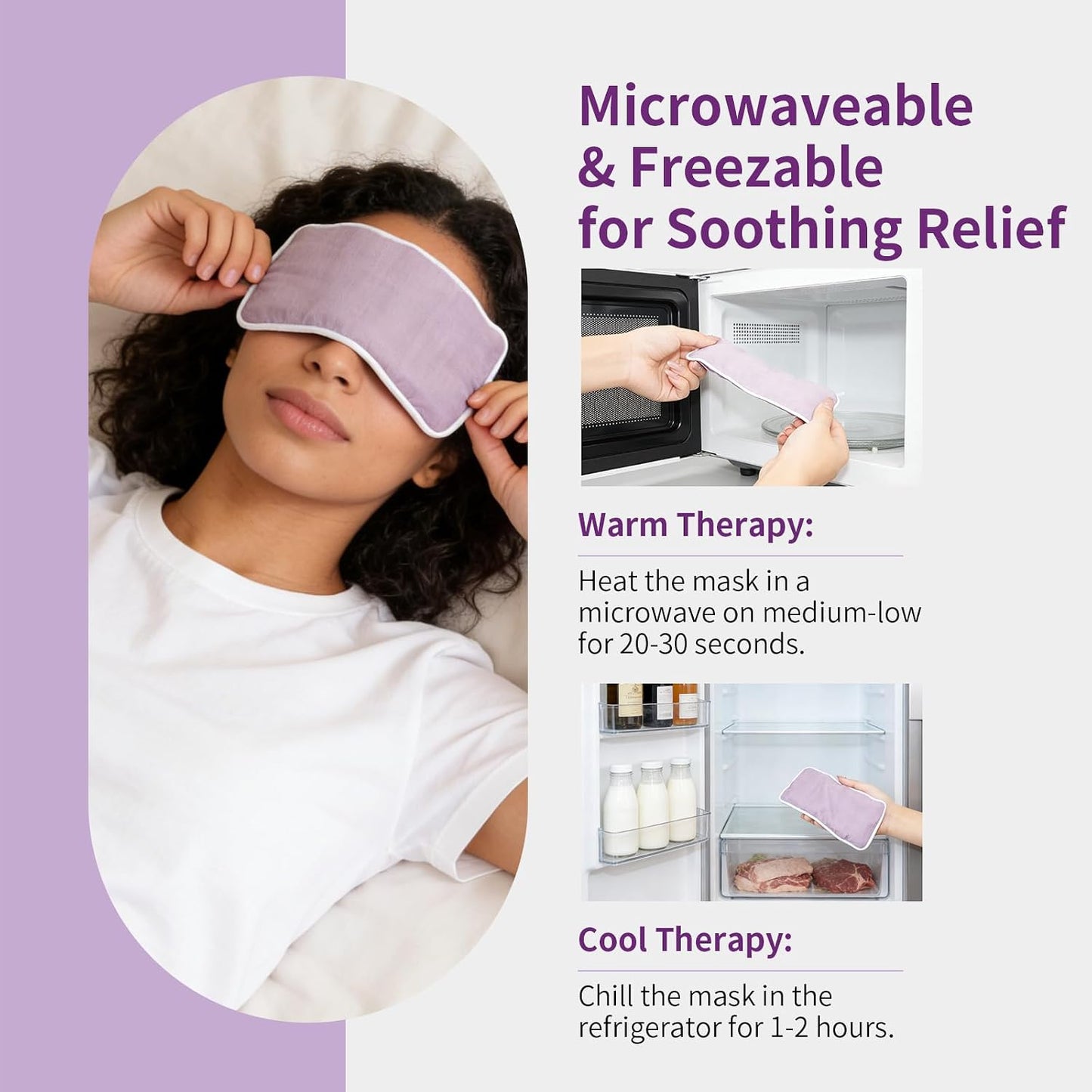 Lavender Weighted Eye Pillow with Washable Linen Cover | 100% Natural Flaxseed Microwavable Moist Heat & Cooling Ice Compress Mask for Dry Eyes, Stress Relief, Puffy Eyes, Yoga Gift