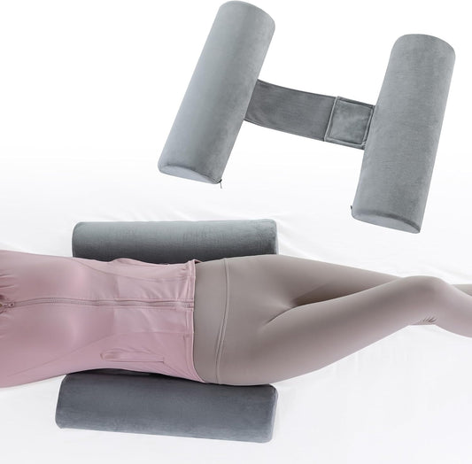 HOMBYS Memory Foam Sleep Position Training Pillow, Half Moon Bolster Body Supportive Trainer Pillow for Back Sleeper Side Sleeper, Adjustable Semi Roll Body Pillow - Grey