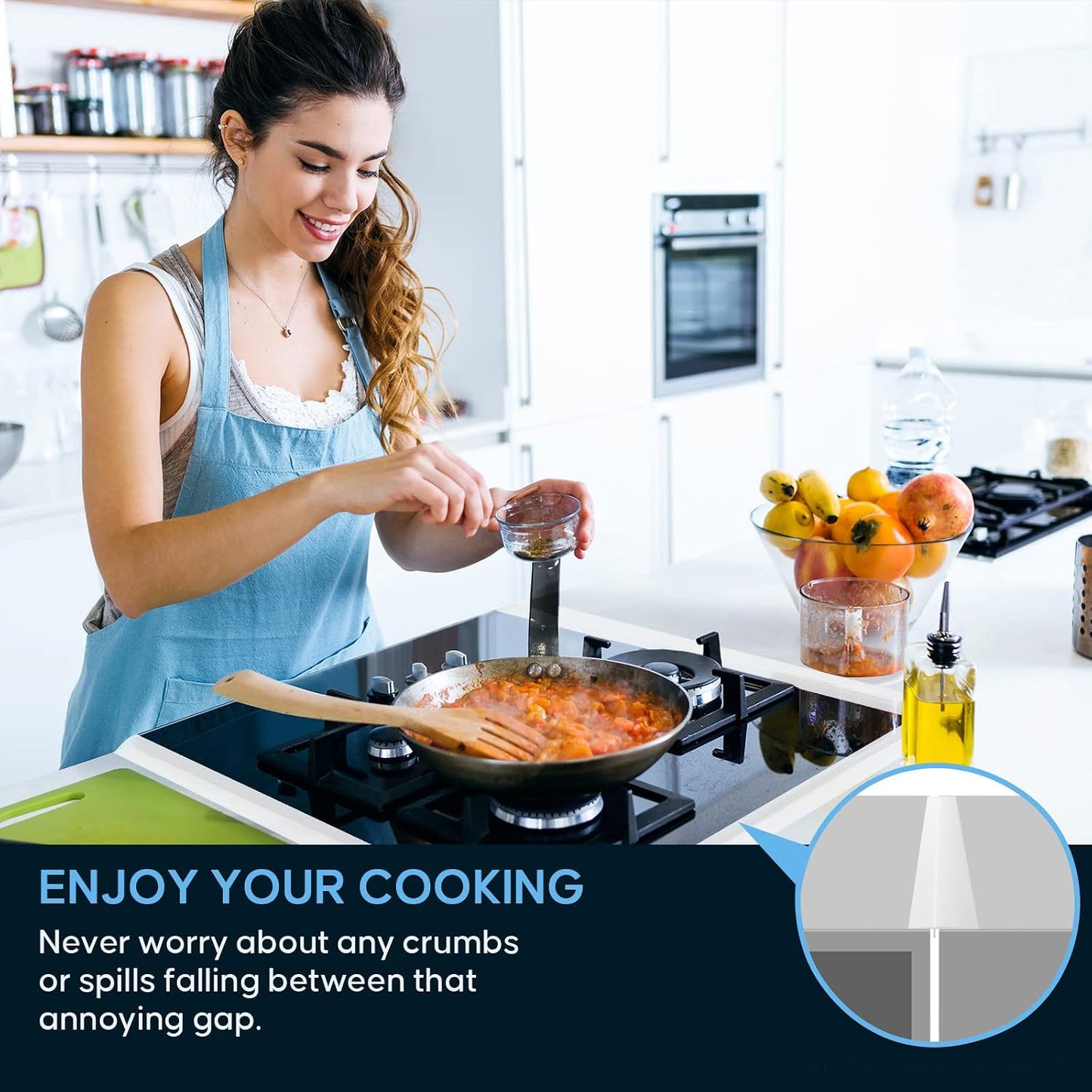 Silicone Stove Counter Gap Cover, 25 inch Kitchen Gap Filler Cover, Black | Black, 63cm/25", Heat Resistant, Machine Washable, Cuttable, Oven Gap Seals Spills Strip for Stovetop and Countertop