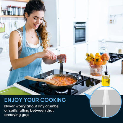 Silicone Stove Counter Gap Cover, 25 inch Kitchen Gap Filler Cover, Black | Black, 63cm/25", Heat Resistant, Machine Washable, Cuttable, Oven Gap Seals Spills Strip for Stovetop and Countertop