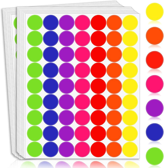 Colored Dot Stickers 1 Inch, Circle Stickers Round Color Coding Dots Markers Sticker, 1575 PCS Removeable Sticky Labels Sticker Dots for Toddlers Students Office Classroom in 7 Assorted Colors