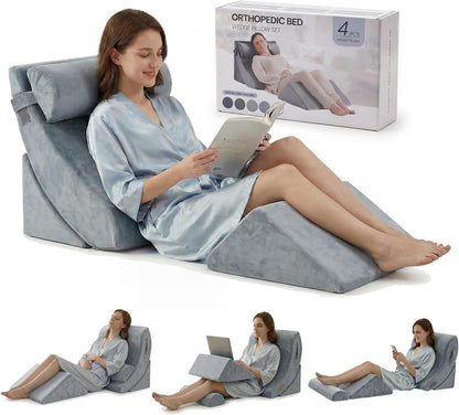 Axelrod Orthopedic Bed Wedge Pillow Set, Post Surgery Foam for Back, Neck and Leg Pain Relief Comfortable & Adjustable Ortho Pillows- Anti Snoring, Heartburn, Acid Reflux & GERD Sleeping Navy