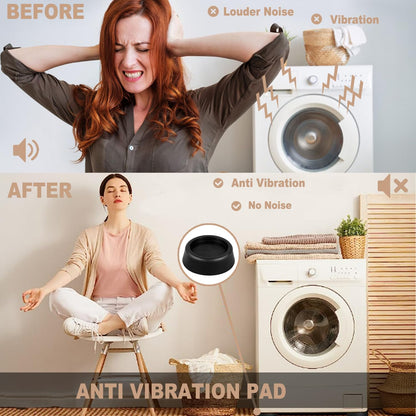 Anti Vibration Pads for Washing Machine, Dryer, Refrigerator, Table, Sofa, Bed & Other Furniture - Black Rubber Round Pads (Set of 8)