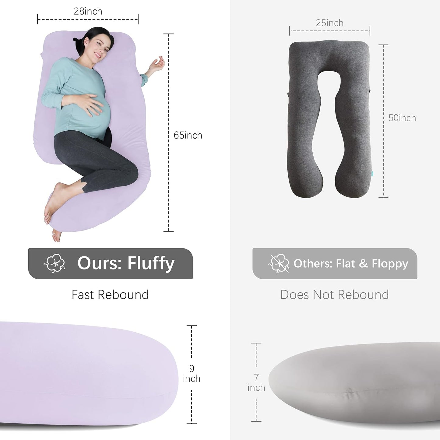 MOON PARK Pregnancy Pillows for Sleeping - 57 Inch U Shaped Full Body Maternity Pillow with Removable Cover - Support for Back, Legs, Belly, Hips - Pregnancy Pillow for Women - Grey