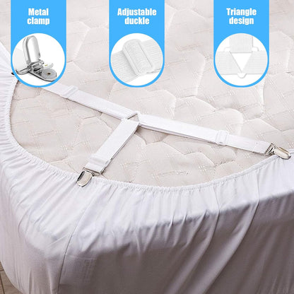 8 Pcs Adjustable Bed Sheet Holder Strap Clip Heavy Duty Elastic | Fitted Sheet Keeper Mattress Fastener Grip Non Slip Bedding Accessory
