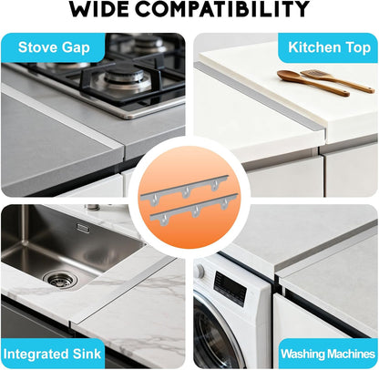 Stove Gap Covers, 2 Pack Stainless Steel Stove Gap Filler Black | Heat Resistant Oven Gap Filler Adjustable Length Range Trim Kit Non-Slip Stove Guard Between Stove Top & Counter