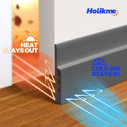 Holikme Door Draft Stopper 2-Pack, Under Door Seal for Bottom Gap Filler | Strong Adhesive Silicone Weather Stripping Garage Window Blocker Cold Air & Noise, Easy Install Door Sweep Strip Save Energy