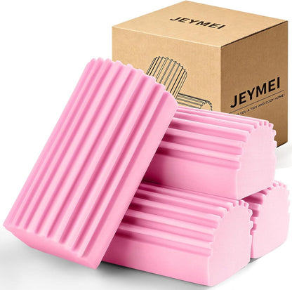 Jeymei Damp Clean Duster Sponge,4Pcs Grey Dust Sponge for Cleaning | Damp Dusting Sponge with Ridges,Baseboard Cleaning Tool,Reusable Wet Duster Sponge,Household Cleaning Sponges for Blinds