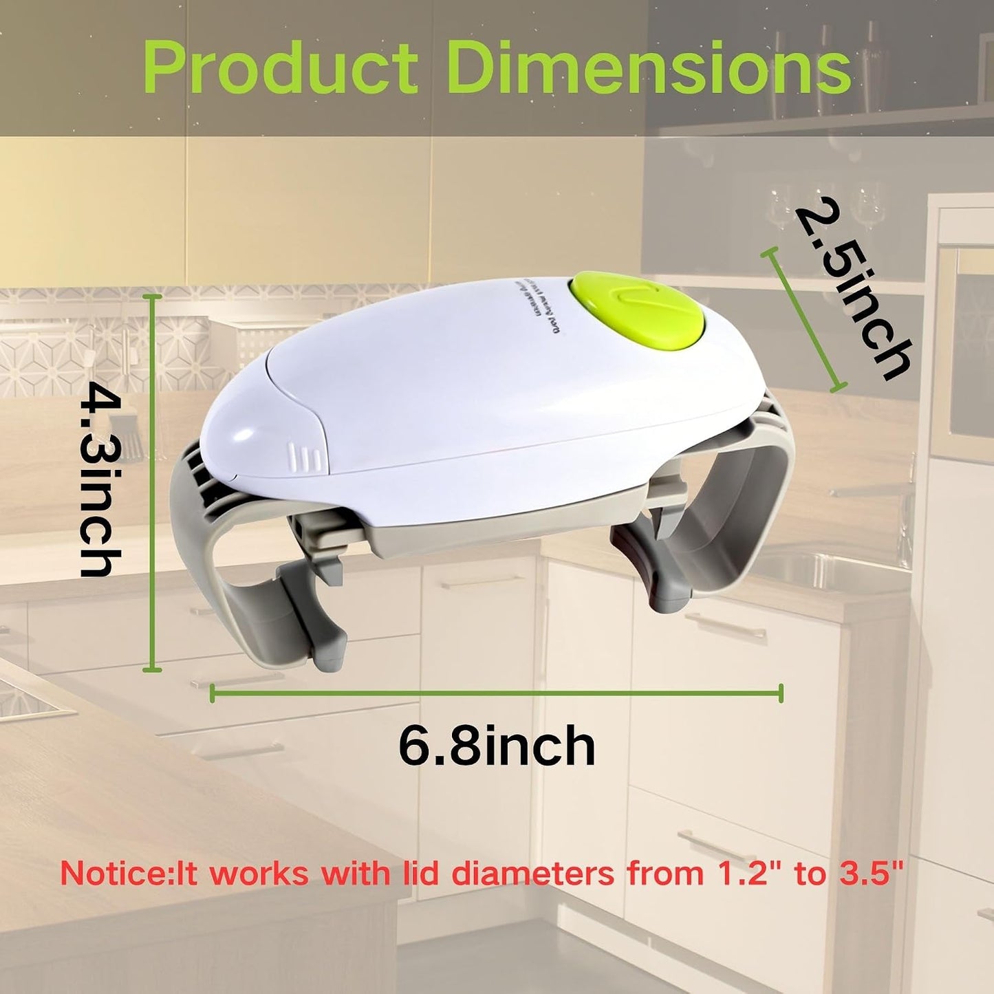 Electric Jar Opener, GotomRich Higher Torque Hands-Free Automatic Lid Opener for Seniors with Arthritis, One-Touch Battery Operated Jar & Bottle Opener Fits Most Jar Sizes (1.2"-3.5") for Weak Hands