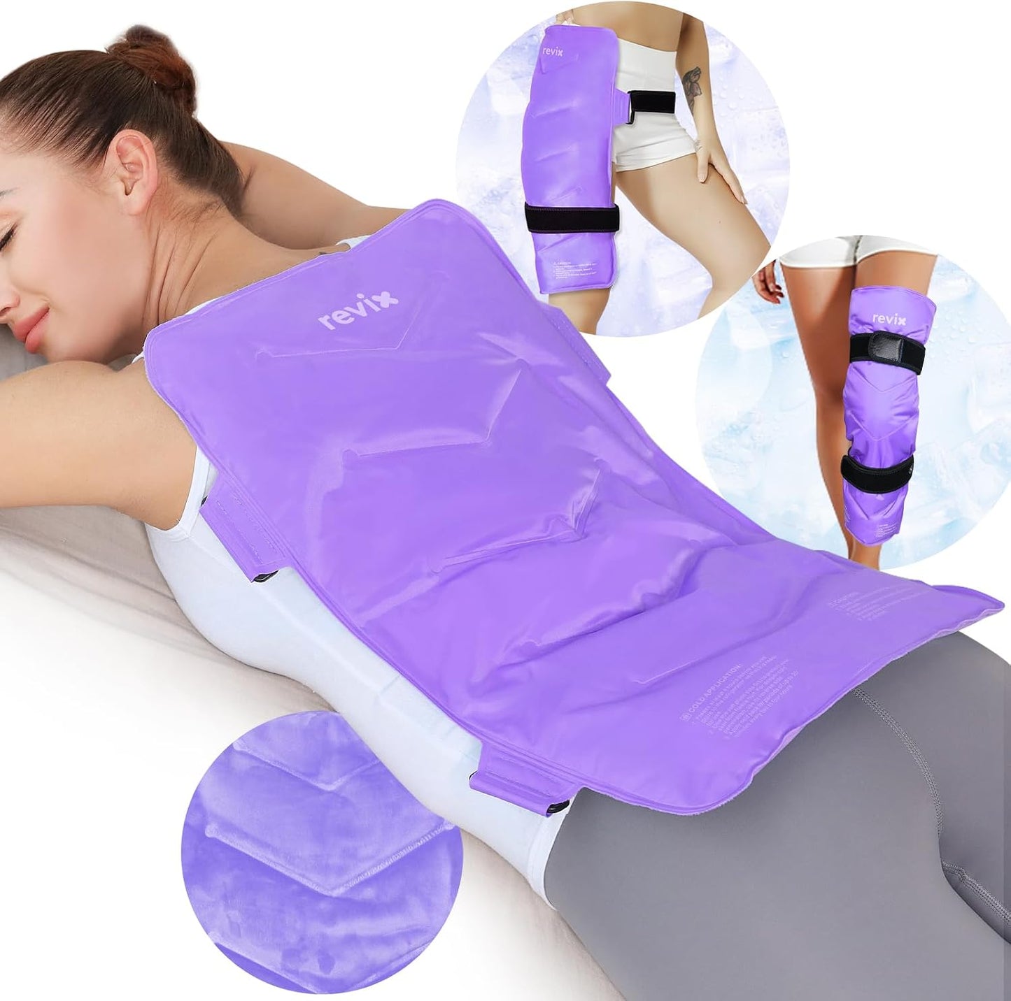 REVIX XXL Full Back Ice Pack Wrap, Reusable Gel Cold Compress for Upper and Lower Back, Long-Lasting Flexible Ice Pack for Muscle Fatigue, Soreness, and Post-Workout Recovery