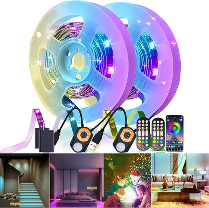 LED Strip Light Motion Sensor Under Bed Lights 9.84FT RGB,Remote/APP Control,Dimmable,Music Sync,Auto-Off Timer,Motion Activated Led TV Night Light for Bed Stair Cabinet Party Computer Desk