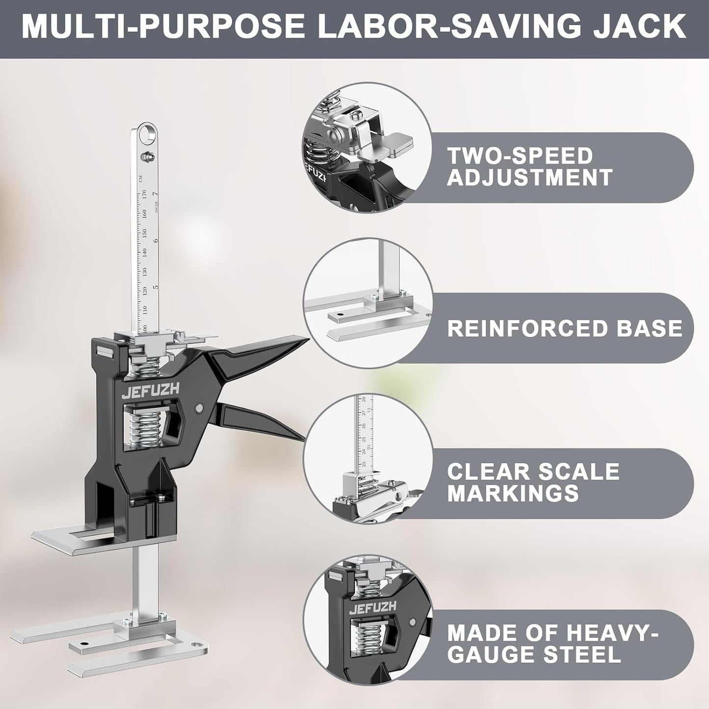 Labor Saving Arm Jack 2 Pack, Load-Bearing 440 lb Multi-Function Height Adjustment Lifting Device, Hand Furniture Lifter Tool, Furniture Jack for Lifting Door Furniture, Wall Tile Positioning