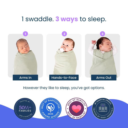 HALO 100% Cotton Sleepsack Swaddle, 3-Way Adjustable Wearable Blanket, TOG 1.5, Birds, Newborn, 0-3 Months - Colors A