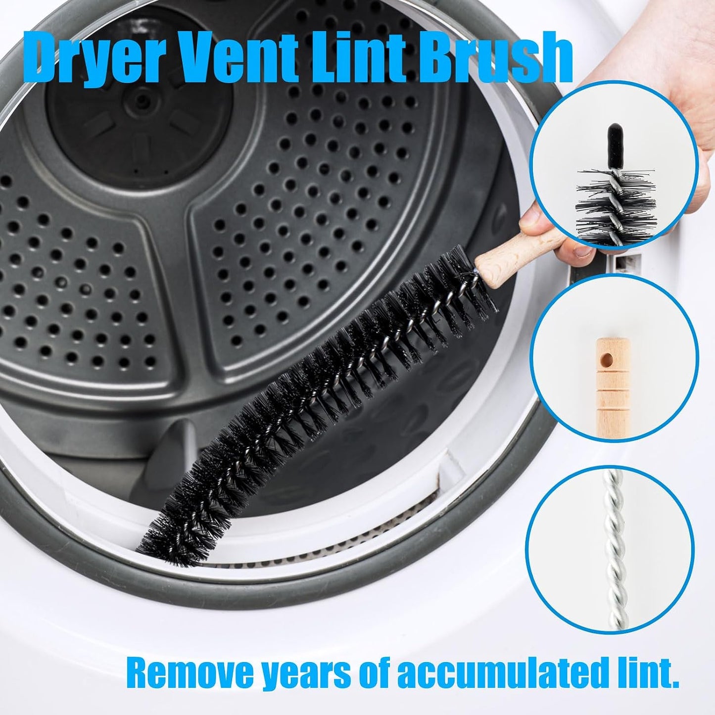 Washing Machine Cleaning Brush,Dryer Vent Cleaner Kit,Crevice Brush for Bathroom, Shower & Kitchen - Scrub Brushes with Long Handle,Household Cleaning Tools Tile, Bathtub, Sink, Grout Cleaning Brushes | Crevice Brush for Bathroom, Shower & Kitchen Scrub