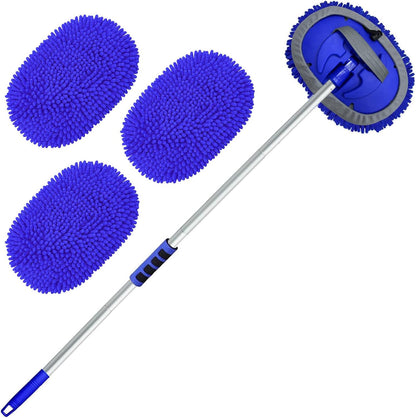 Wontolf 62'' Car Wash Brush Kit with Long Handle, Chenille Microfiber Car Wash Mop Mitt Scratch-Free Car Detailing Cleaning Brush Care Kit Car Cleaning Supplies for Cars RV Truck Boat