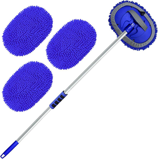 Wontolf 62'' Car Wash Brush Kit with Long Handle, Chenille Microfiber Car Wash Mop Mitt Scratch-Free Car Detailing Cleaning Brush Care Kit Car Cleaning Supplies for Cars RV Truck Boat
